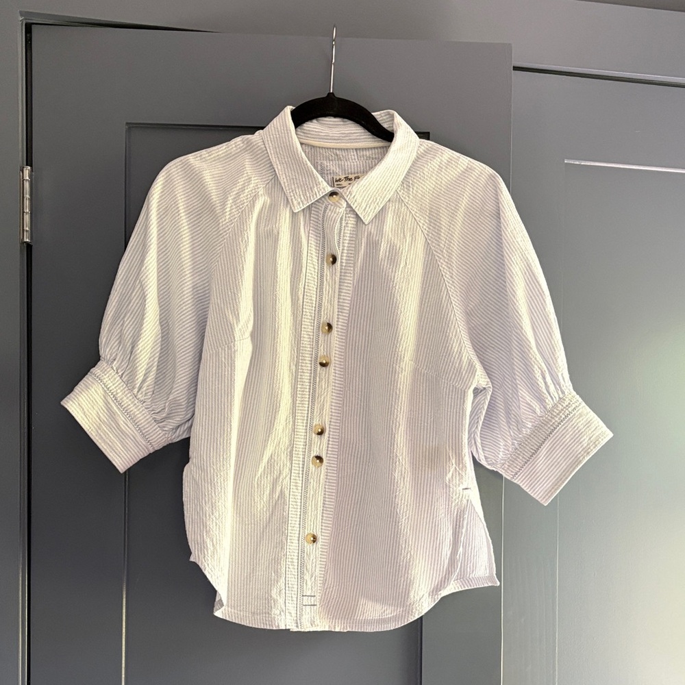 We The Free Light Blue/white Striped Top